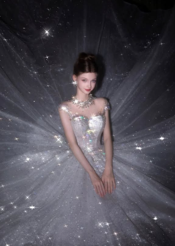 Stunning Shiny Ball Gown Exquisite Beaded White Tulle Long Prom Dress DP4921