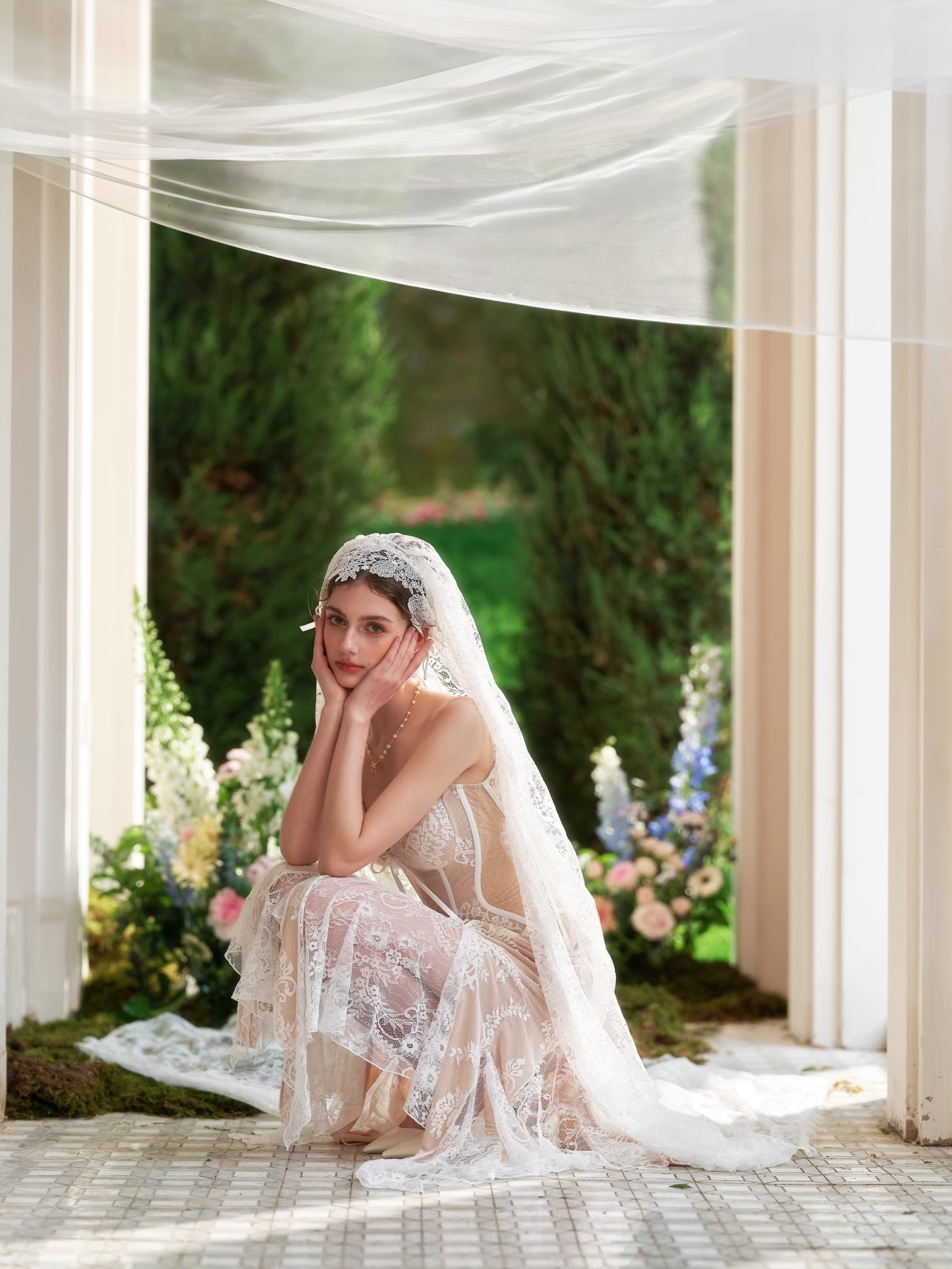 Elegant Mermaid Spaghetti Strap Lace Party Dress Wedding Dress DP2742