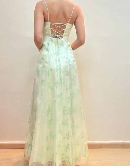 Elegant A Line Strapless Print Flower Tulle Prom Dress Evening Dress DP1742