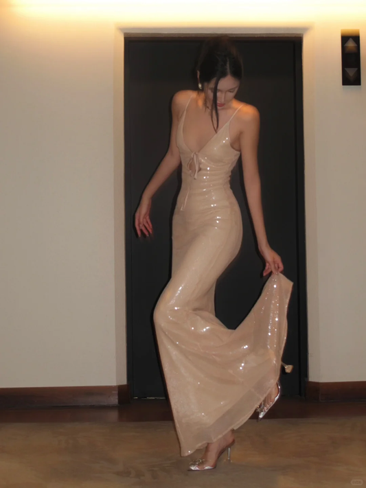 Sexy Memraid Spaghetti Strap Sequin Long Prom Dress Evening Dress DP2466