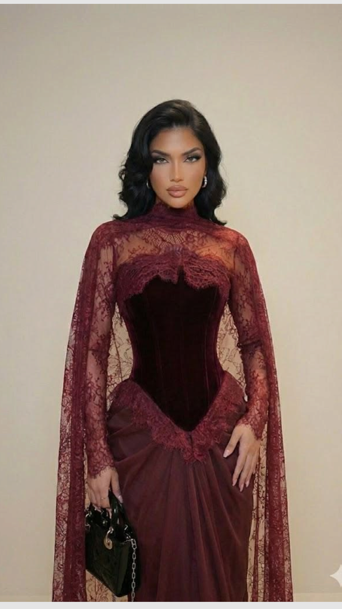 Charming Burgundy Chiffon Velvet Lace Long Prom Dress Evening Dress DP6671