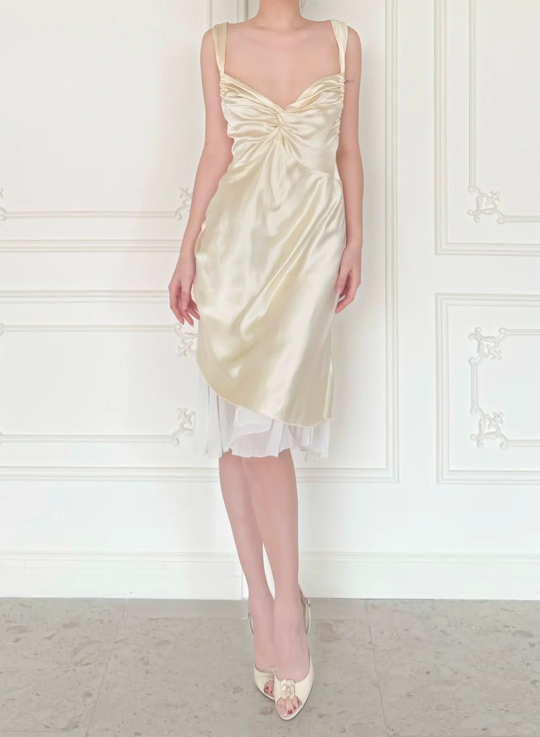 Gentle A Line Straps Light Apricot Satin Backless Short Prom Dress Homecoming Dress DP6452