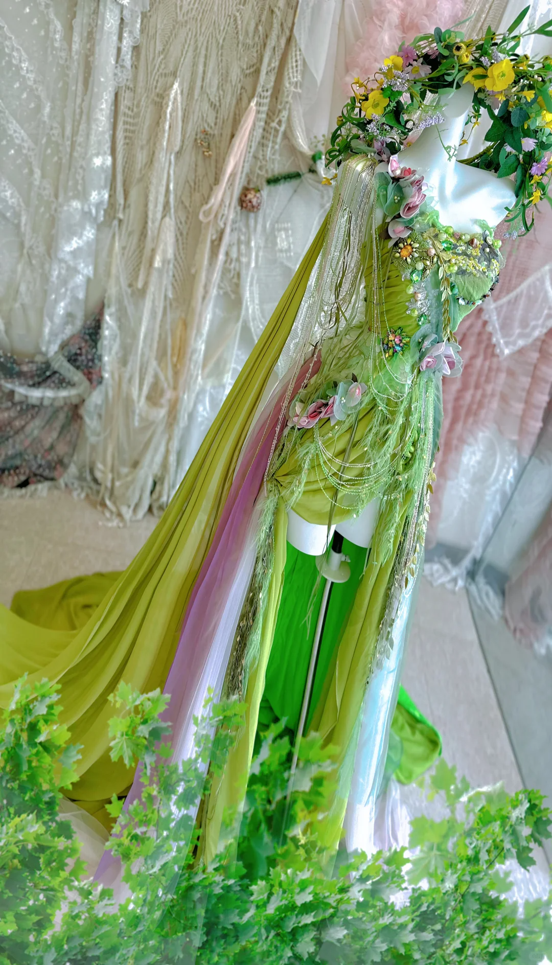 Stunning A Line One Shoulder Beaded Green Chiffon Prom Dress 16th Birthday Dress with Slit DP3840