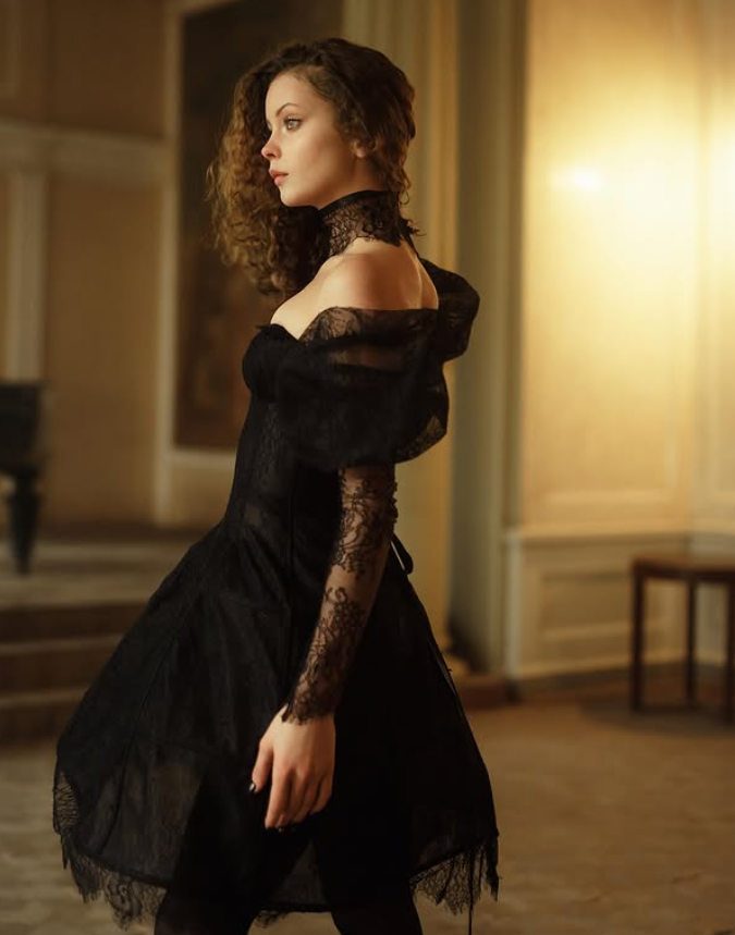 Sexy Black A Line Long Sleeve Exquisite Lace Short Prom Dress Homecoming Dress DP6345