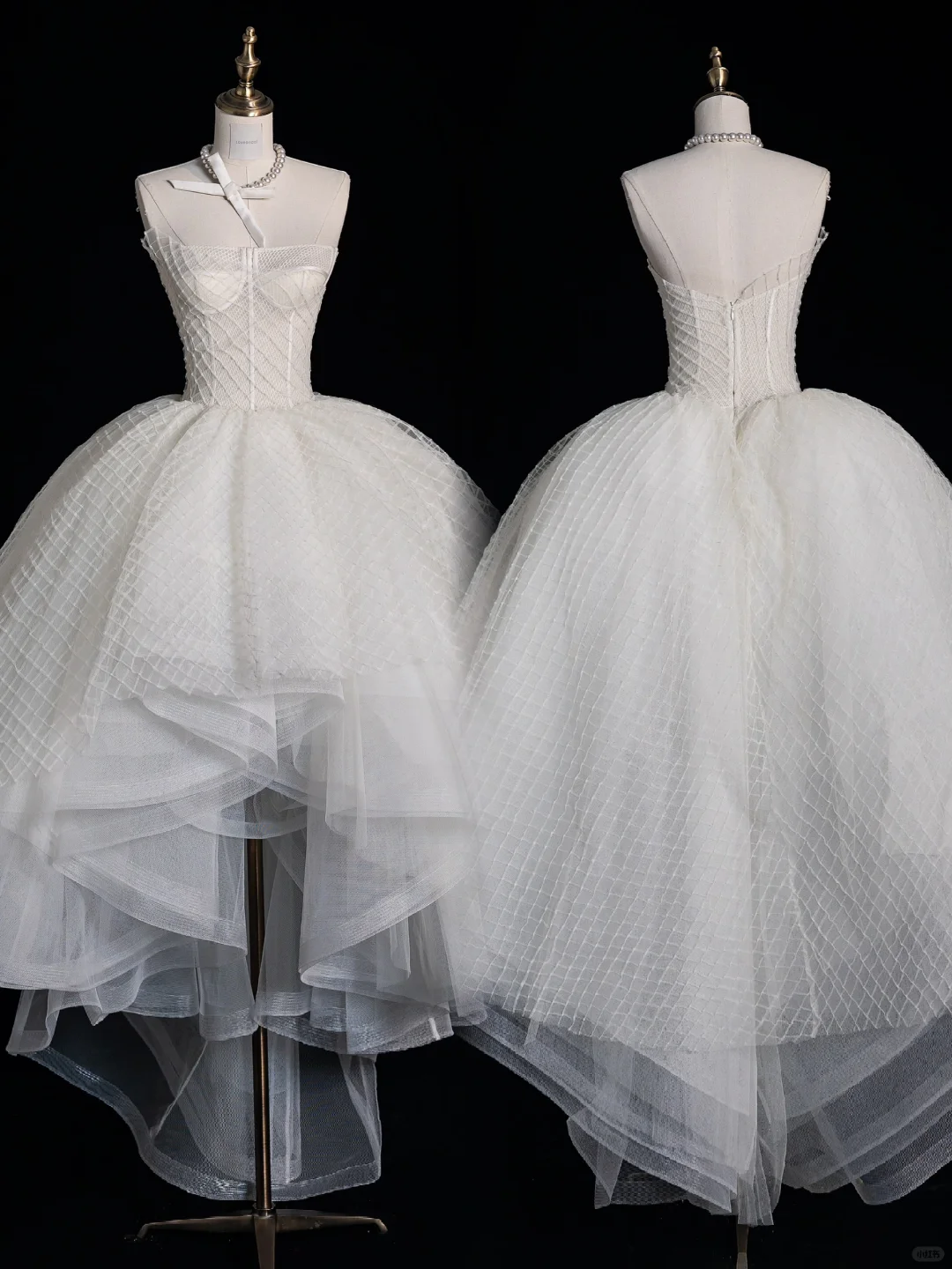 Unique A Line Strapless White Tulle Prom Dress Graduation Prom Dress DP2104