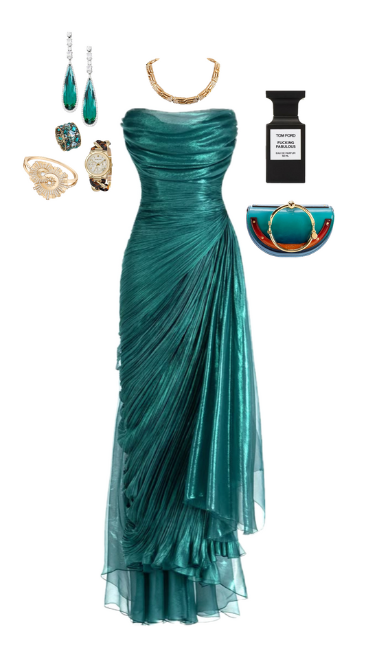 Stunning A Line Strapless Green Chiffon Long Party Dress Evening Dress DP2361