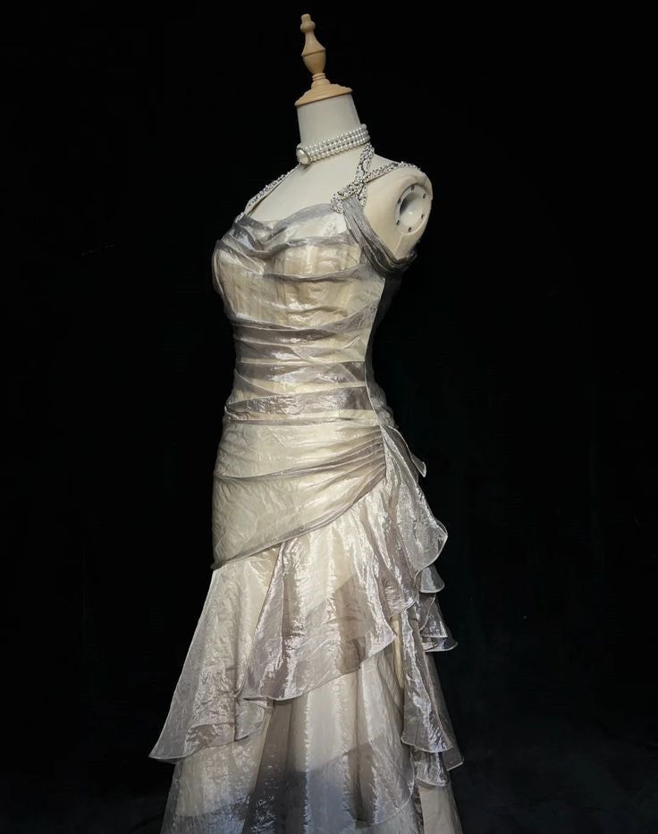 Light Champagne Long Prom Dresses New Long Evening Gowns DP1973