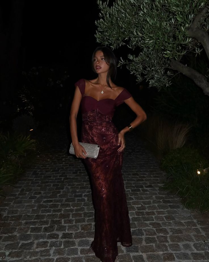 Red-brown Sheath Strap Floral Tulle Long Prom Dress Date Dress DP6636