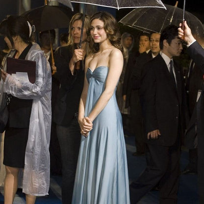 Simple A Line Sweetheart Blue Satin Long Prom Dresses Formal Evening Dress DP3244