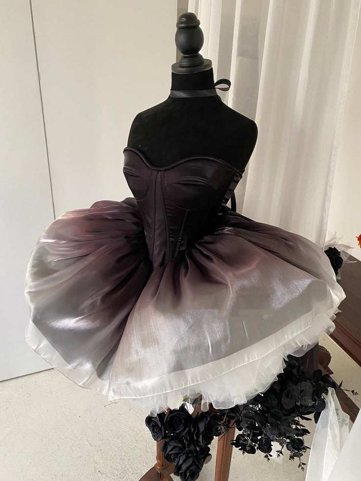 Unique A Line Sweetheart Neck Black Ombre Satin Homecoming Dress Cocktail Dress DP2695