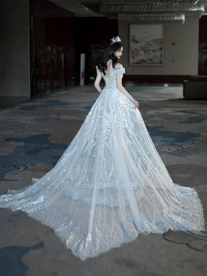 Exquisite Blue Beaded Mermaid Off the Shoulder Tulle Prom Dress Evening Dress DP3034
