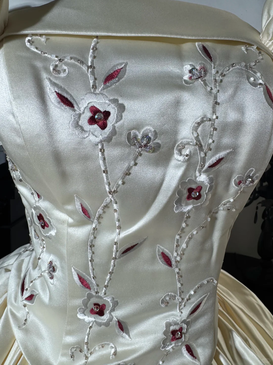 Vintage A Line Off the Shoulder 3D Floral Satin Prom Dress Evening Dress DP6984