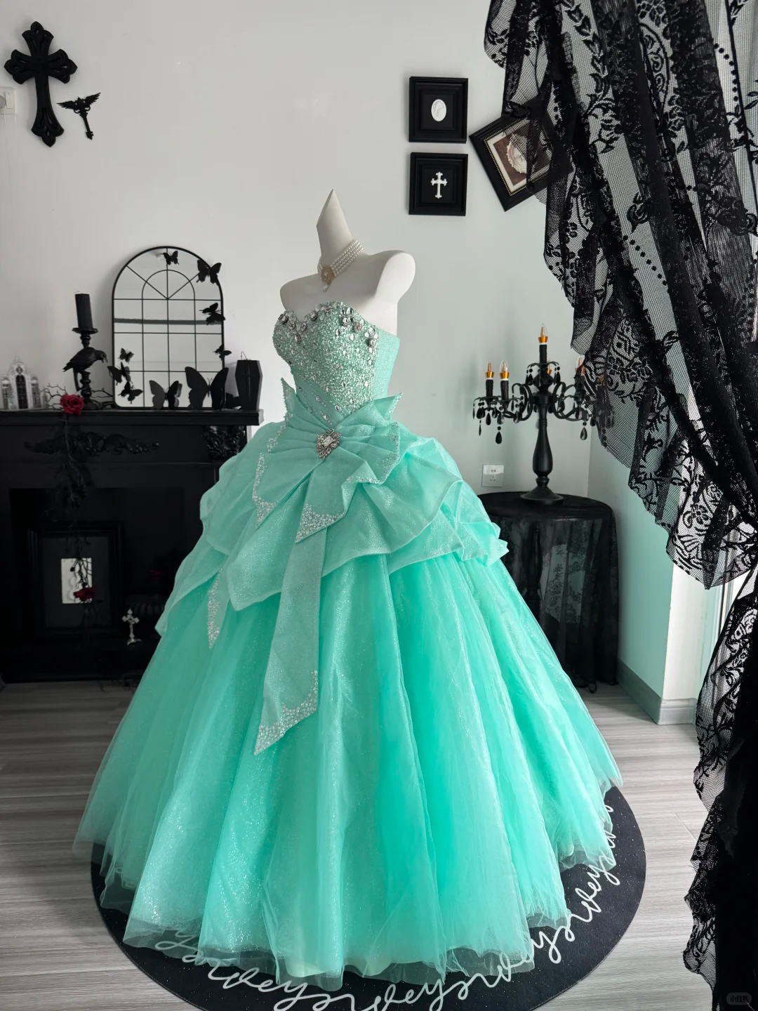 Mint Green Ball Gown Sweetheart Neck Sequin Beaded Tulle Prom Dress Quinceanera Dress DP6965