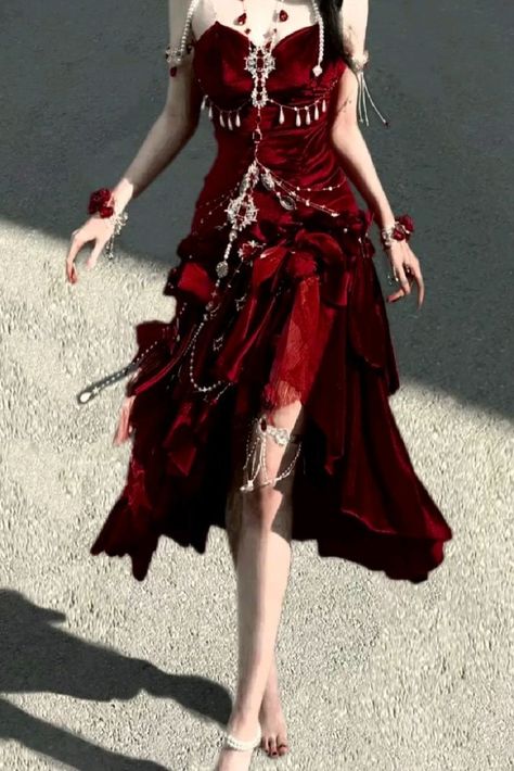 Stunning Burgundy Mermaid Spaghetti Strap Ruffle Velvet Prom Dress DP4156(Accessories not included)