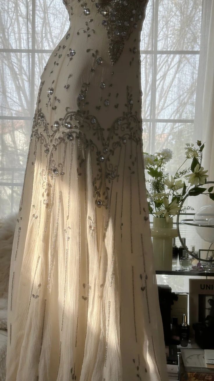 Stunning A Line Straps Rhinestone Ivory Chiffon Prom Dress Party Dress DP3607