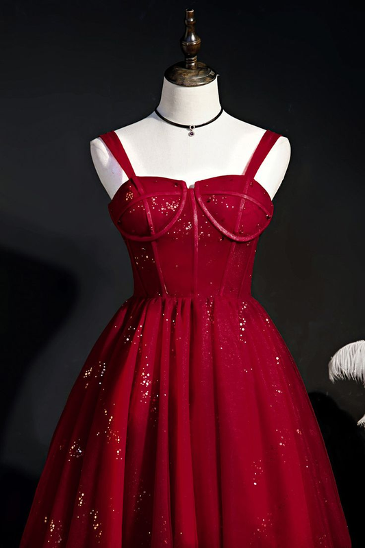 Elegant Red Shiny Tulle Short Prom Dress Homecoming Dress DP362