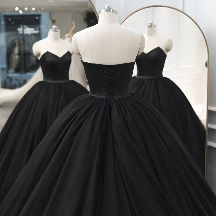 Classic Black Tulle Birthday Party Dress Ball Gown Sweet 16 Prom Dress DP239