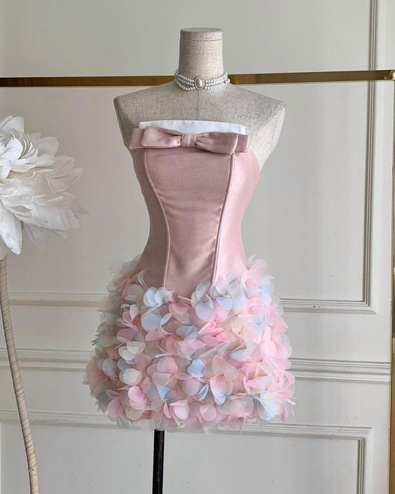 Vintage Sheath Pink Satin Homecoming Dress 18th Birthday Outfits DP811