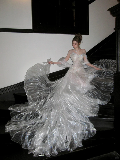 Stunning Ball Gown Sweetheart Neck Organza Long Party Dress Prom Dress DP2504