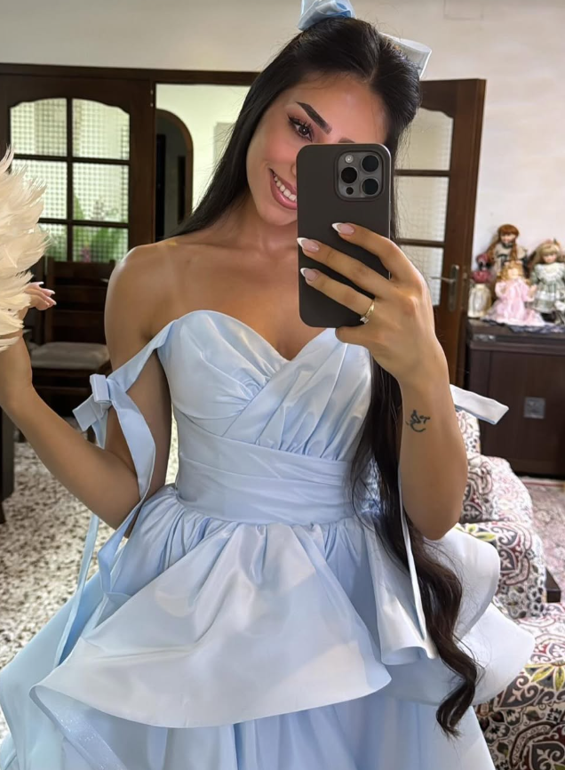 Baby Blue A Line Off the Shoulder Pleated Satin Short Homecoming Dress Birthday Dress DP2976