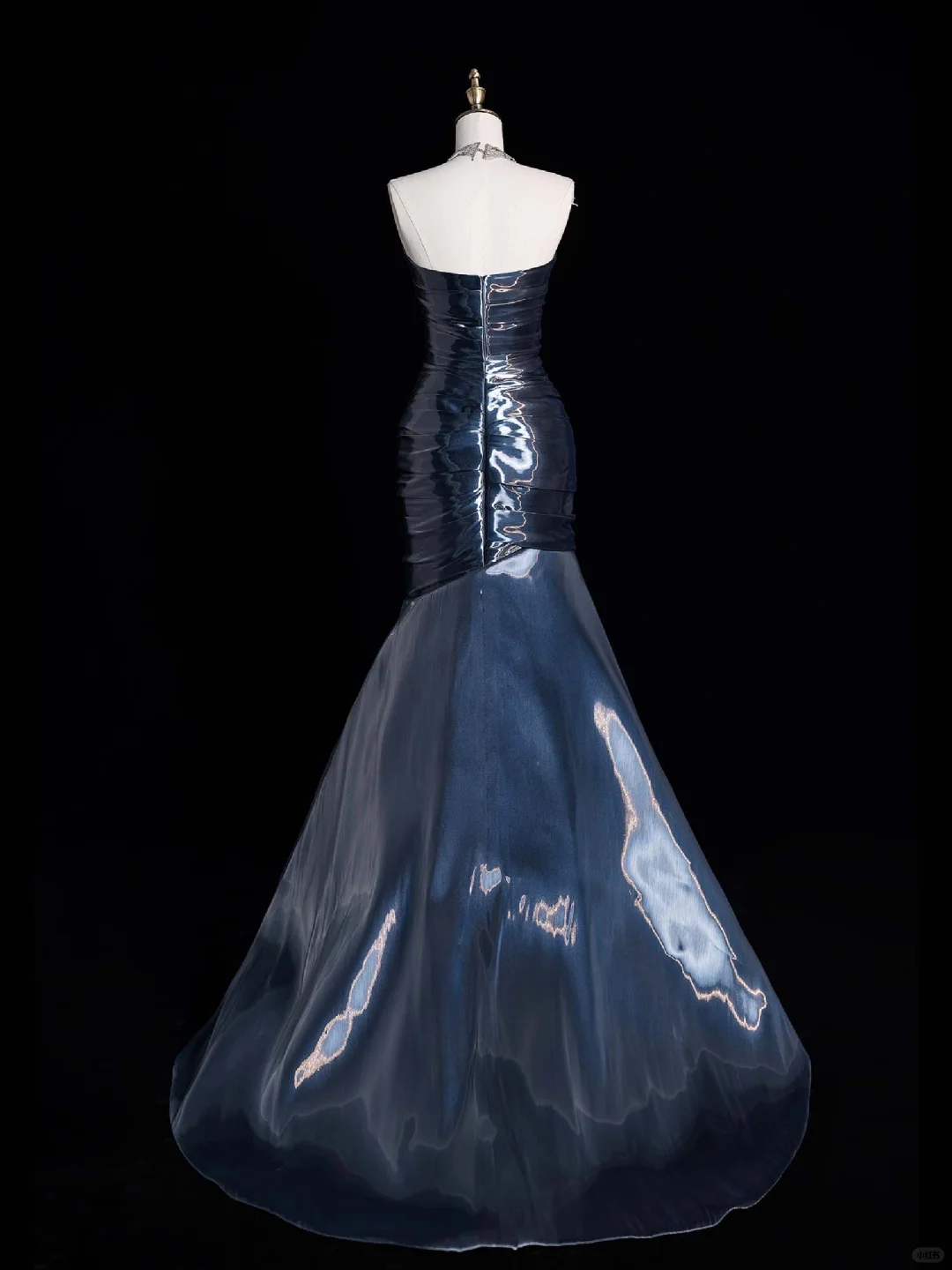 Unique Mermaid Sweetheart Neck Dark Blue Tulle Long Prom Dress Graduation Prom Dress DP2013