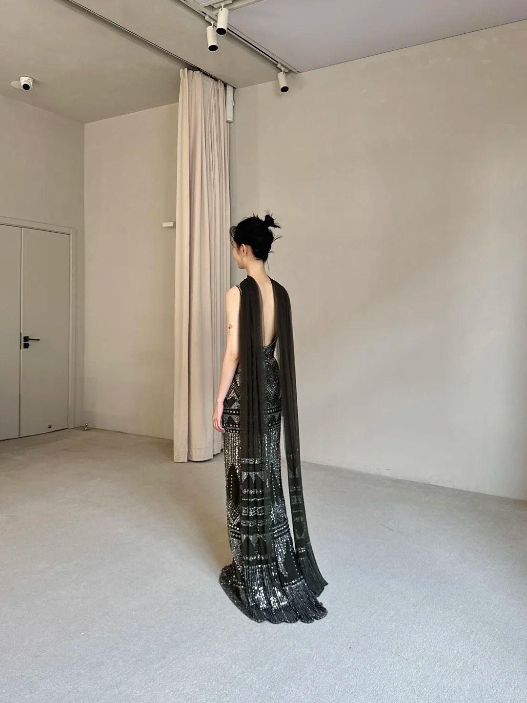 Stunning A Line Straps Exquisite Beaded Black Chiffon Long Prom Dress Party Dress DP4466