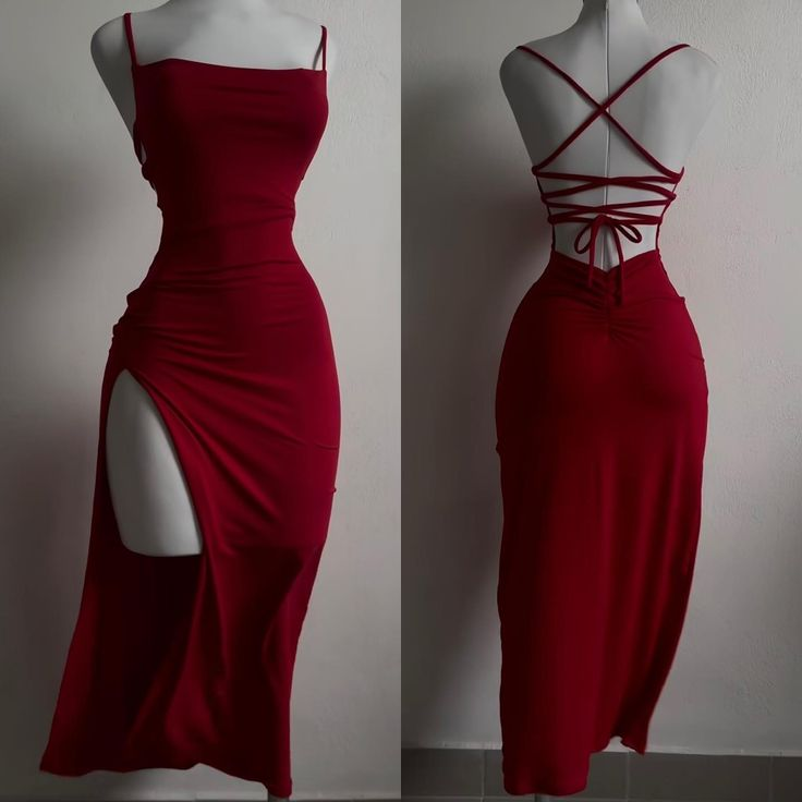 Sexy Red Backless Slir Bodycon Prom Dress Evening Dress DP576