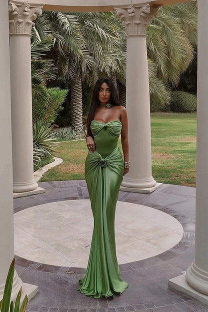 Hot Mermaid Sweetheart Green Long Party Dress with Ruffles DP7600