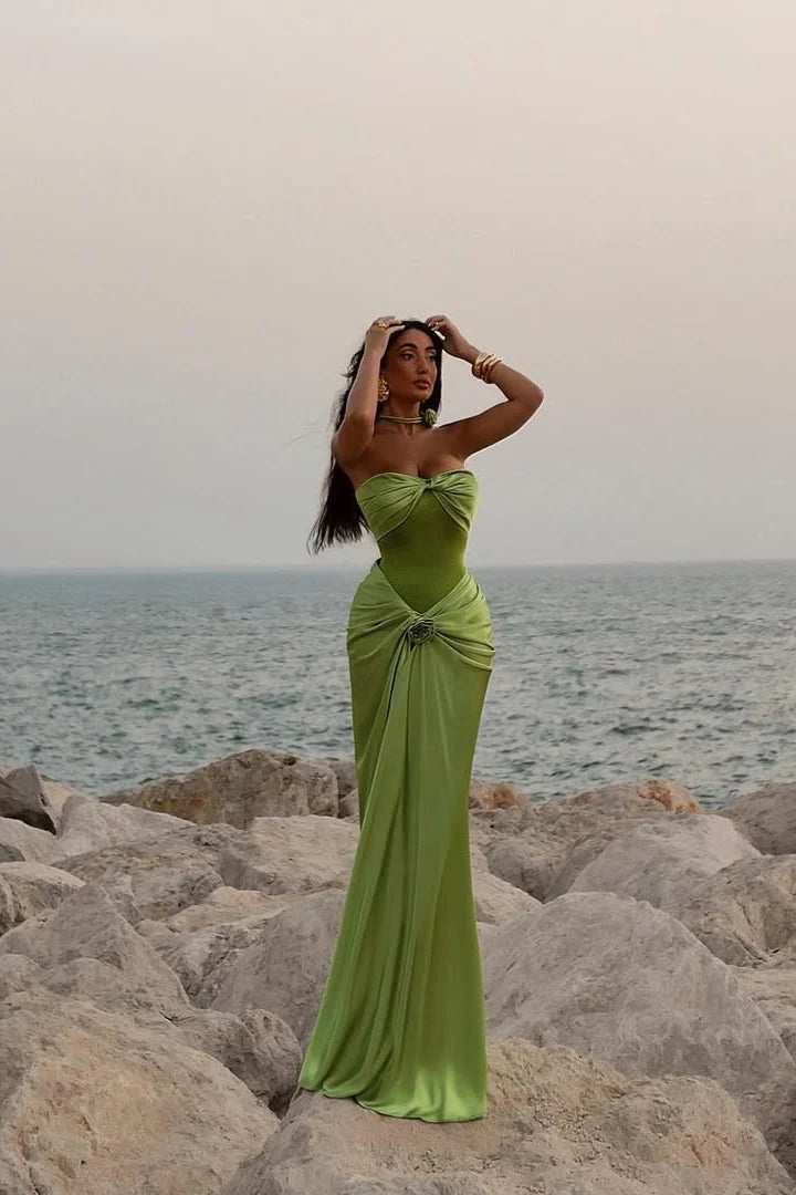 Hot Mermaid Sweetheart Green Long Party Dress with Ruffles DP7600