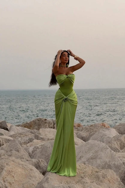 Hot Mermaid Sweetheart Green Long Party Dress with Ruffles DP7600