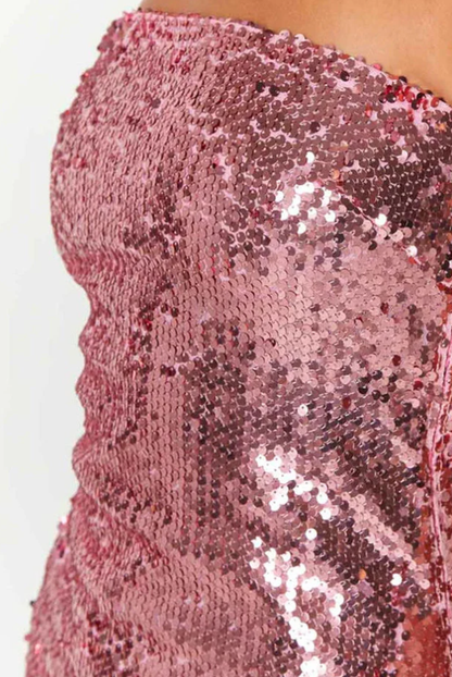 Sexy Sheath Strapless Pink Sequin Short Homecoming Dress Cocktail Dress DP3541