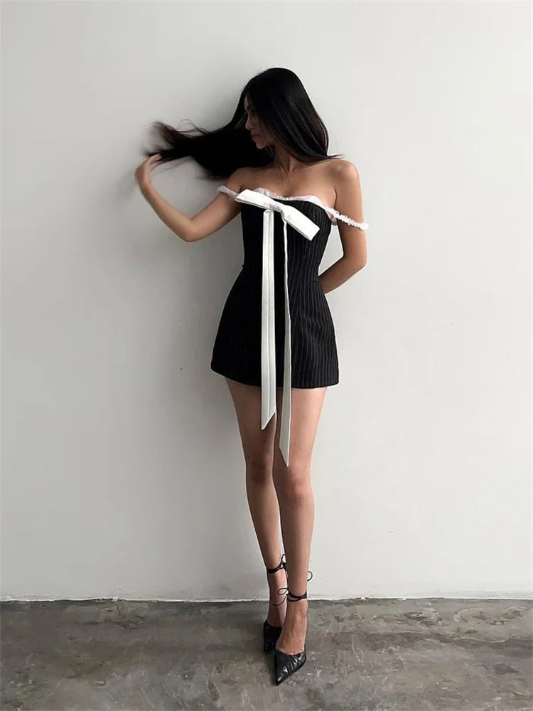 Sexy A Line Spaghetti Straps Bow Satin Short Homecoming Dress Outfits DP1349