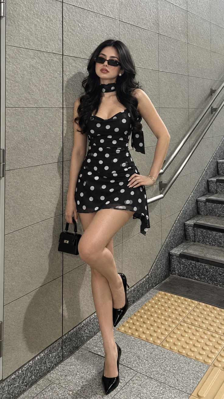 Classic A Line Spaghetti Strap Polka Dot Chiffon Short Prom Dress Homecoming Dress DP7578