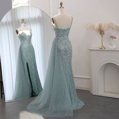Luxury Mermaid Spaghetti Straps Long Evening Dress Prom Dress with Slit  DP960