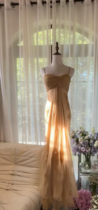 New Mermaid Halter Appliques Chiffon Open Back Party Dress Evening Dress DP2302