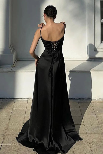 Simple Brown Spaghetti Straps A Line Prom Dress Party Dress DP5371