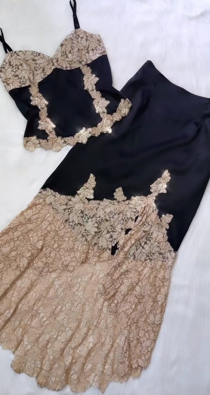 Two Piece Exquisite Green Beaded Mermaid Satin Homecoming Dress Cocktail Dress Date Dress DP3035