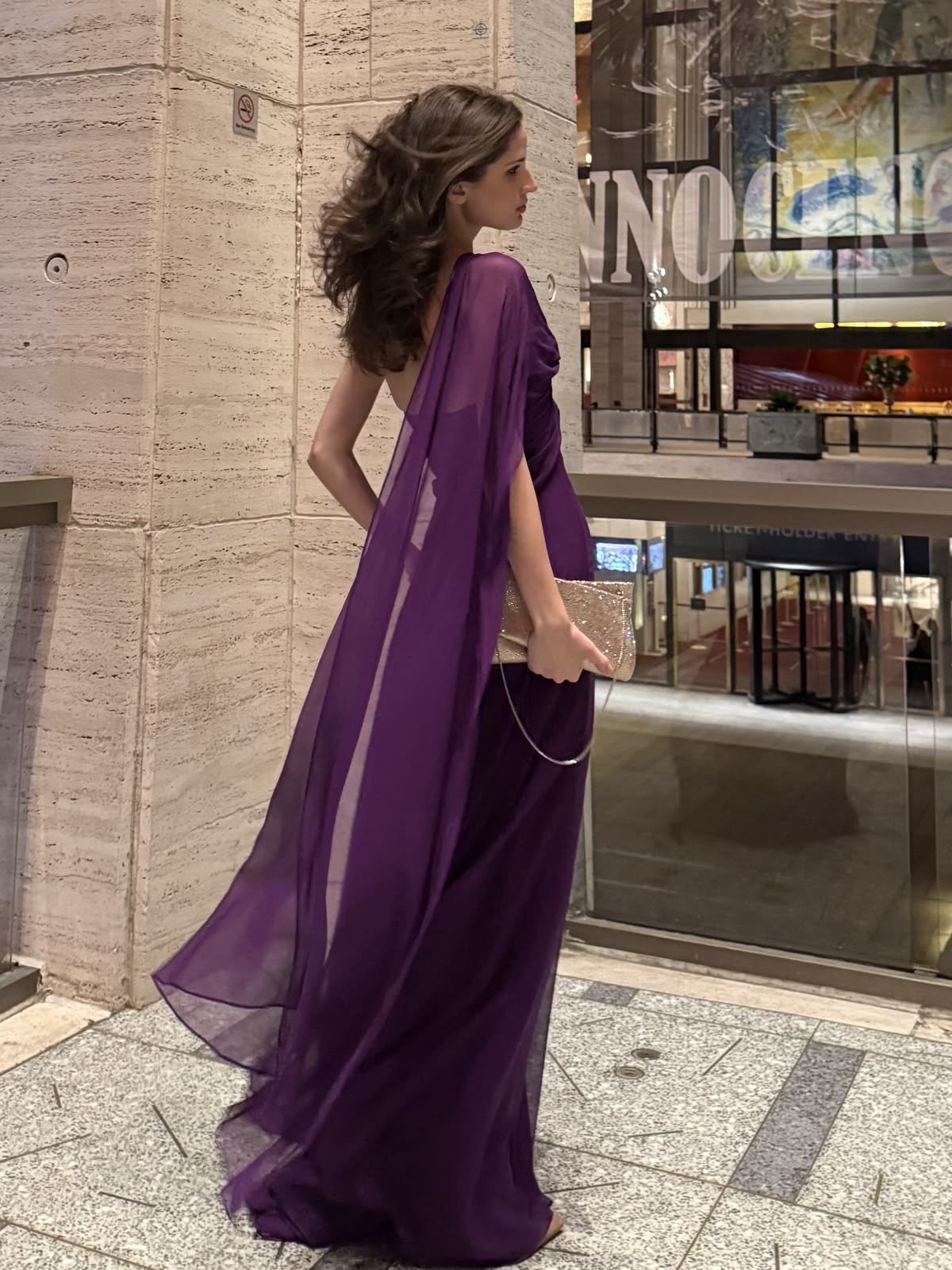 Charming Purple A Line One Shoulder Chiffon Long Prom Dress Evening Dress DP6732