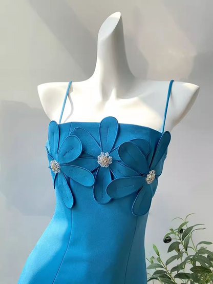 Chic Spaghetti Straps Blue Birthday Dress Homecoming Dress DP550