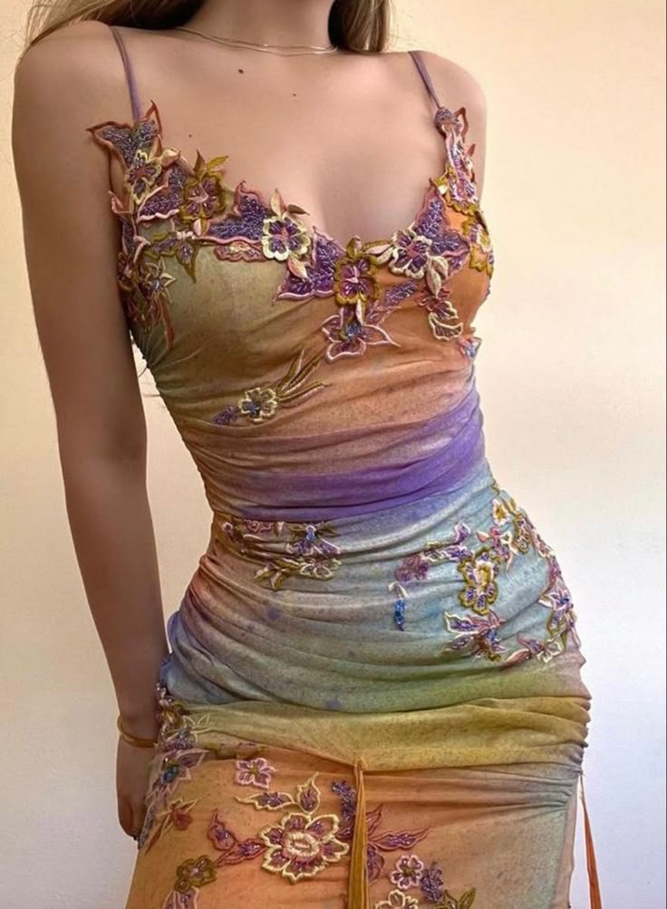 Fairy Vintage Mermaid Spaghetti Strap Appliques Chiffon Long Party Dress Evening Dress DP3014
