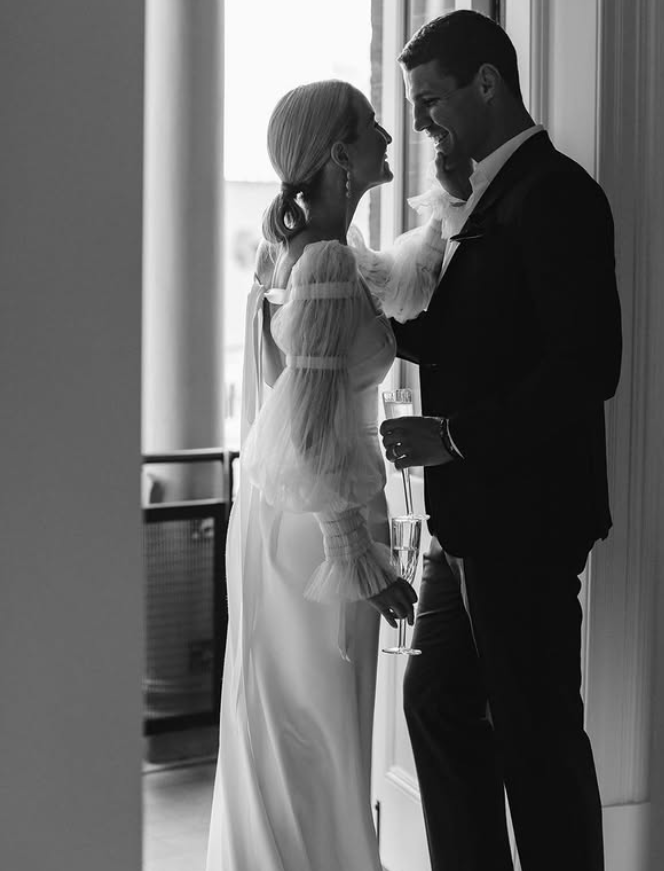 Stunning A Line Long Sleeve Tulle Satin Long Sweep Wedding Dress DP5224