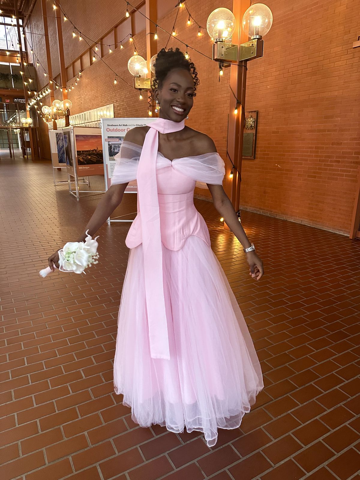 Princess Pink A Line Off the Shoulder Satin Tulle Prom Dress Evening Dress DP6469