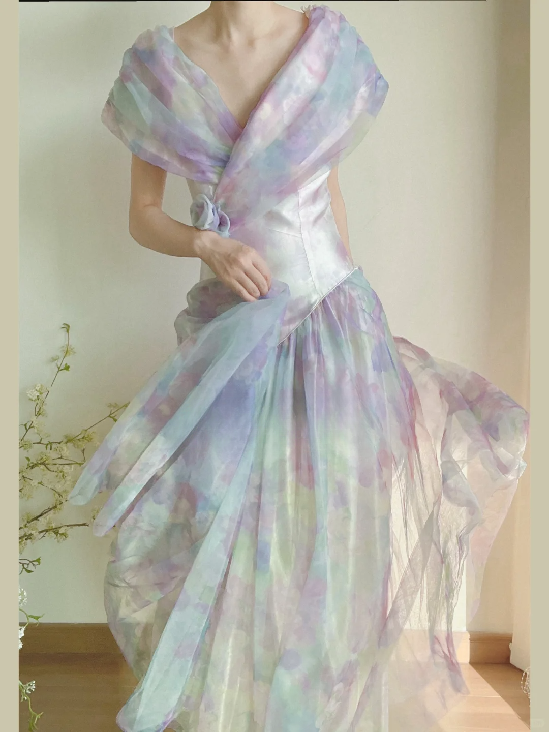 Dreamy Ball Gown Off the Shoulder Retro Organza Prom Dress Evening Dress DP3322
