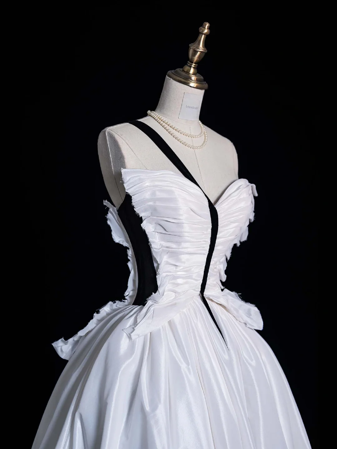 Unique A Line Strapless White Satin Long Prom Dress Evening Dress DP2095