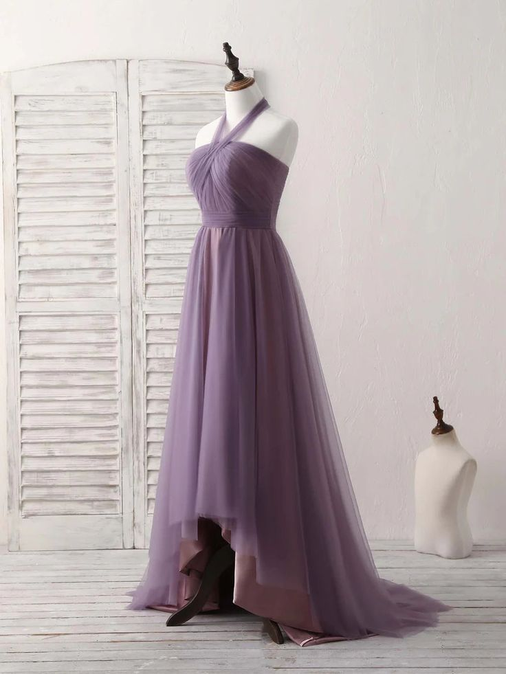 Simple Tulle High Low Long Prom Dress Bridesmaid Dress DP535