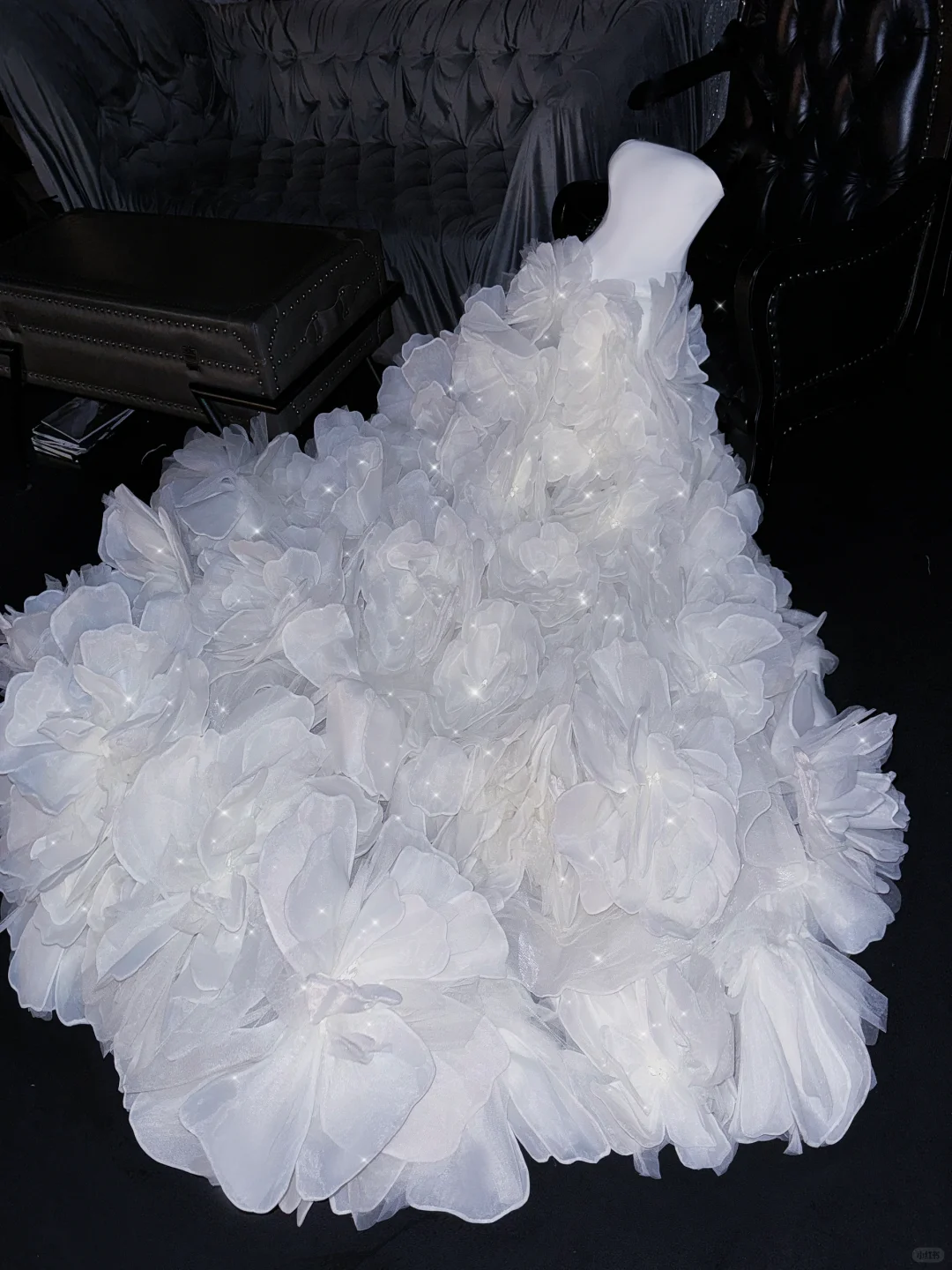 Stunning A Line Strapless White Floral Organza Prom Dress Evening Dress DP2459