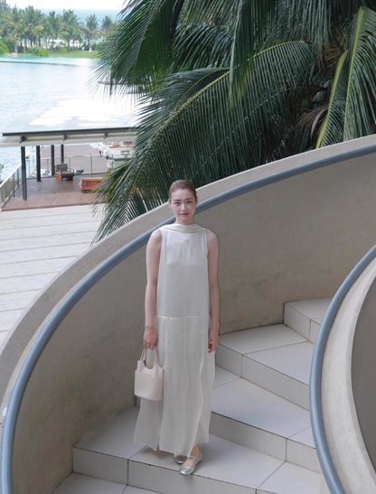 Stunning Flowy White A Line Satin Prom Dress Wedding Guest Dress DP4489