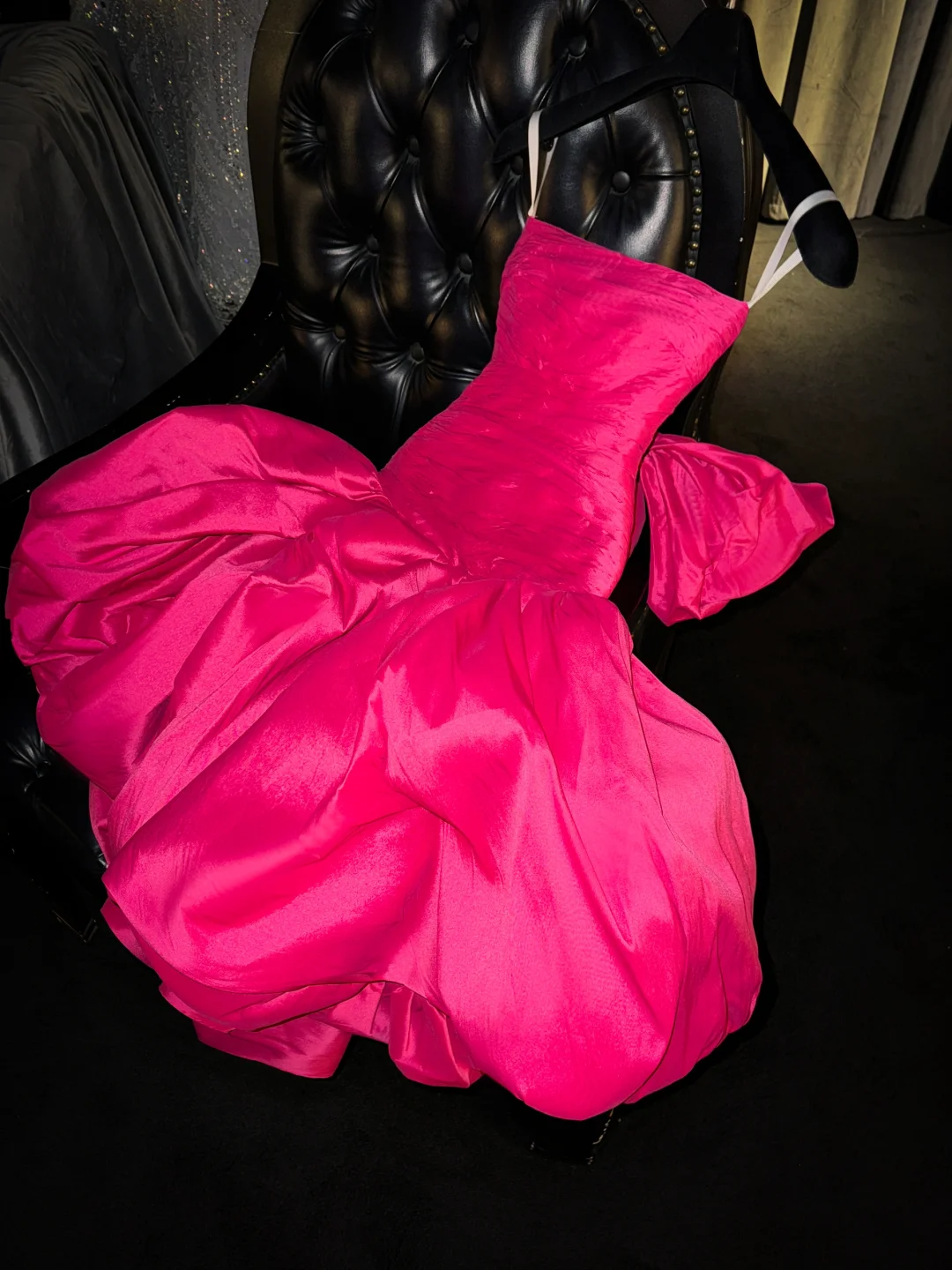 Cute Hot Pink A Line Strapless Satin Short Homecoming Dress Birthday Dress with Bow DP1947