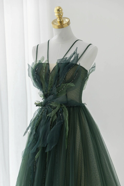 Gorgeous Green Tulle Beaded Long Prom Dress Green Evening Dress DP444