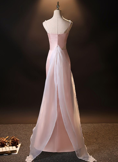 Pink Simple Mermaid Straps Long Evening Dress DP411